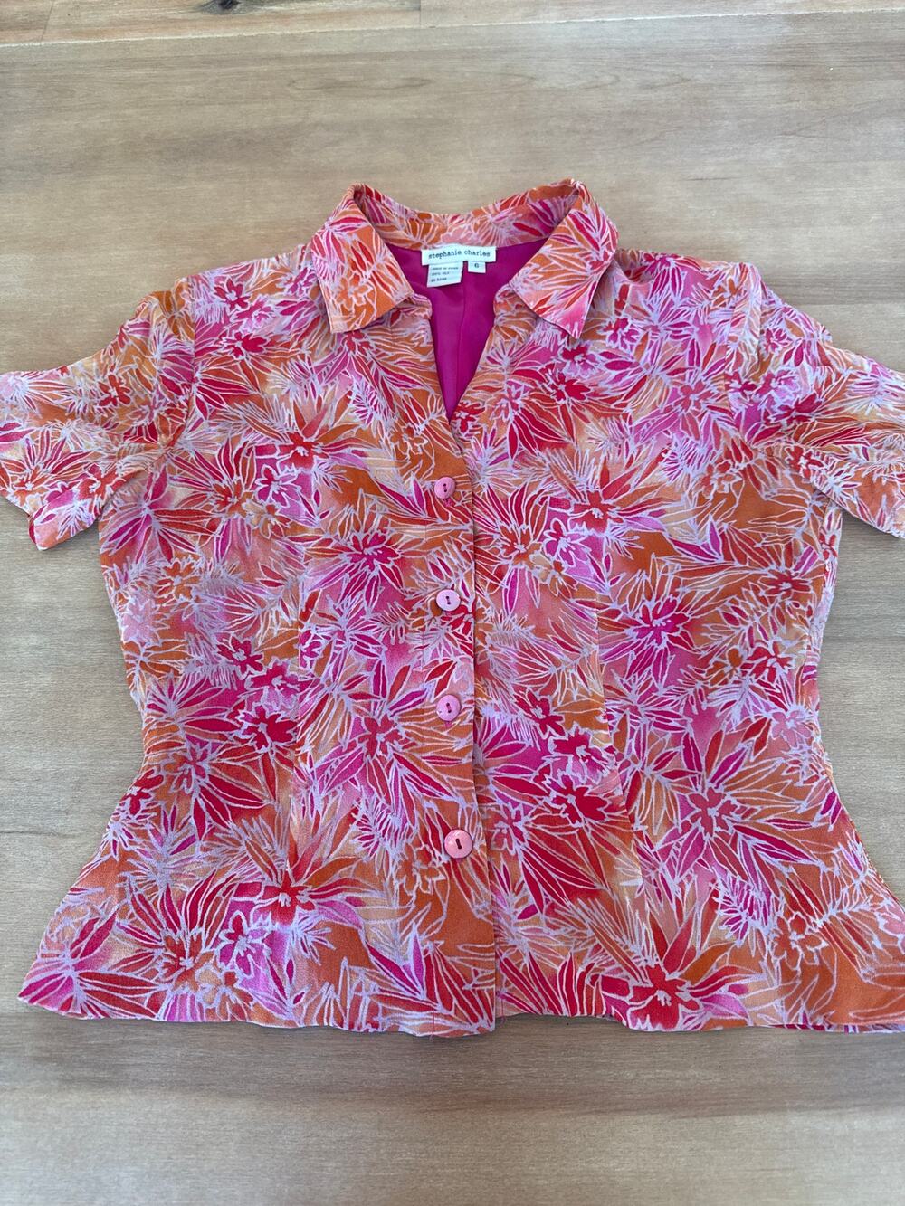 Stephanie Charles 100% Silk Women’s Floral Shirt 6